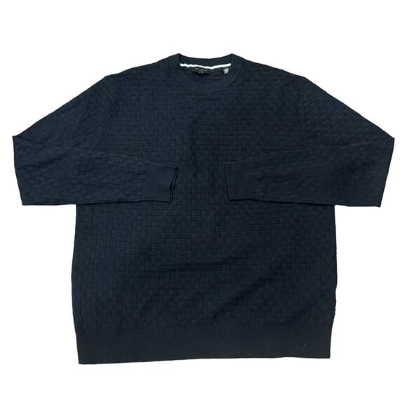 Ted Baker Men's Lentic Long Sleeve Textured Crew Neck Navy Size L - Picture 2 of 11